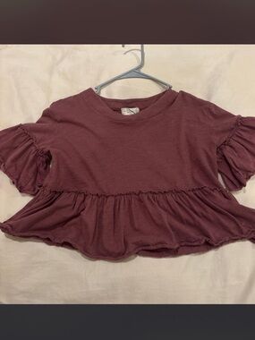 Altard State Mauve Ruffle-Sleeve Peplum Top